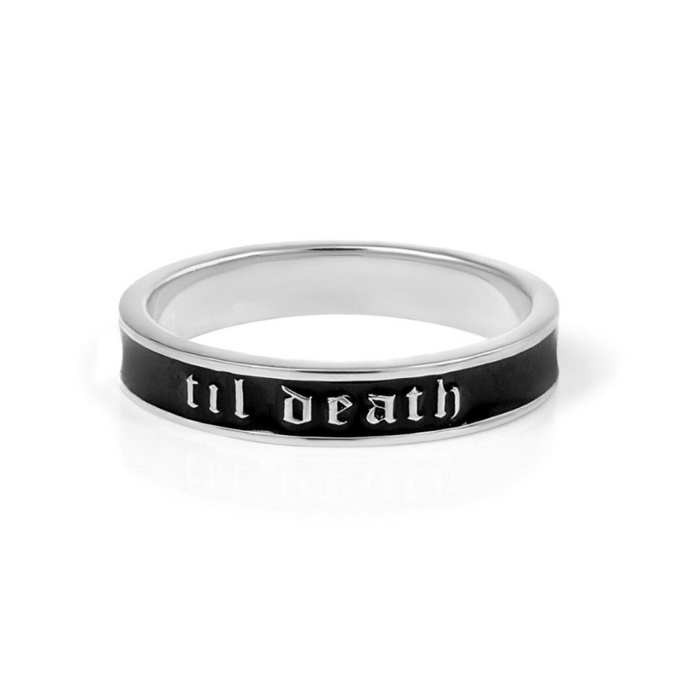 Silver and Black 'Til Death' Ring